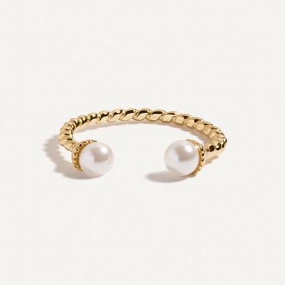 Double Pearl Open Ring