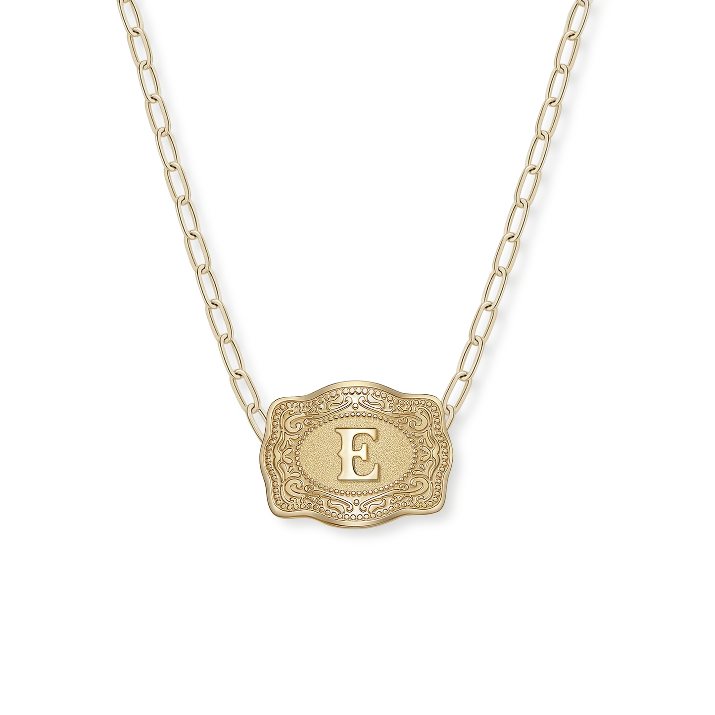 Belt Buckle Initial Necklace